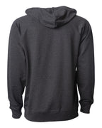 Rear View of Charcoal Heather Icon Lightweight Loopback Terry Hooded Sweatshirt - SS1000