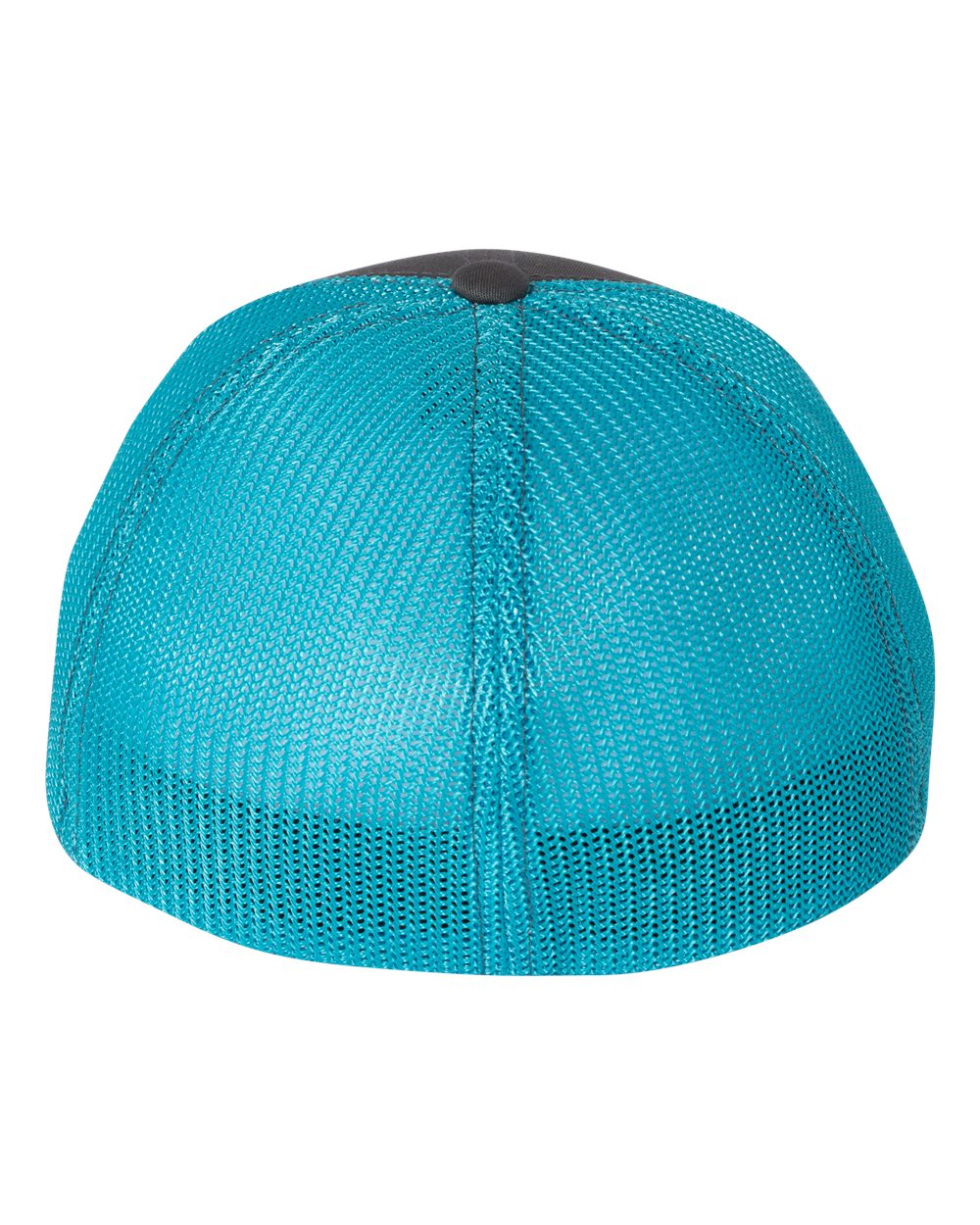 Rear View of Charcoal/ Neon Blue R-Flex Trucker Cap - 110