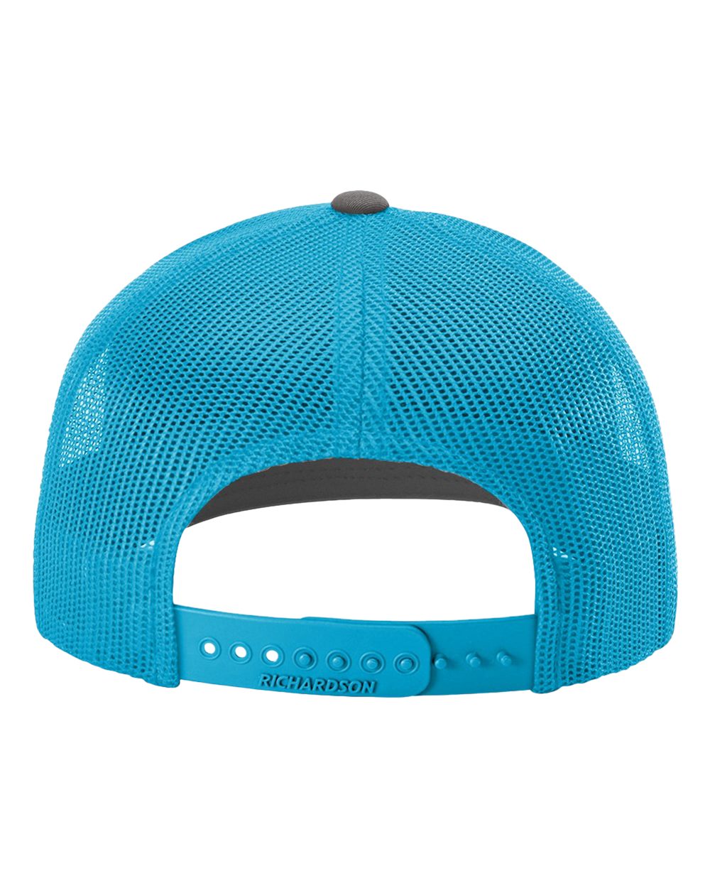 Rear View of Charcoal/ Neon Blue Snapback Trucker Cap - 112