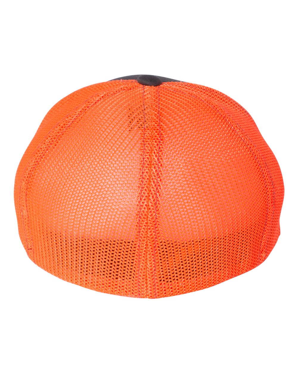 Rear View of Charcoal/ Neon Orange R-Flex Trucker Cap - 110