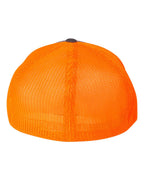 Rear View of Charcoal/ Neon Orange Trucker Cap - 6511