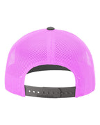 Rear View of Charcoal/ Neon Pink Snapback Trucker Cap - 112