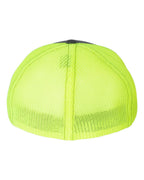 Rear View of Charcoal/ Neon Yellow R-Flex Trucker Cap - 110
