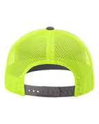Rear View of Charcoal/ Neon Yellow Snapback Trucker Cap - 112