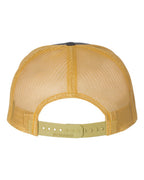 Rear View of Charcoal/ Old Gold Seven-Panel Trucker Cap - 168