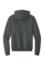 Rear View of Charcoal Port & Co Core Fleece Pullover Hooded Sweatshirt. PC78H