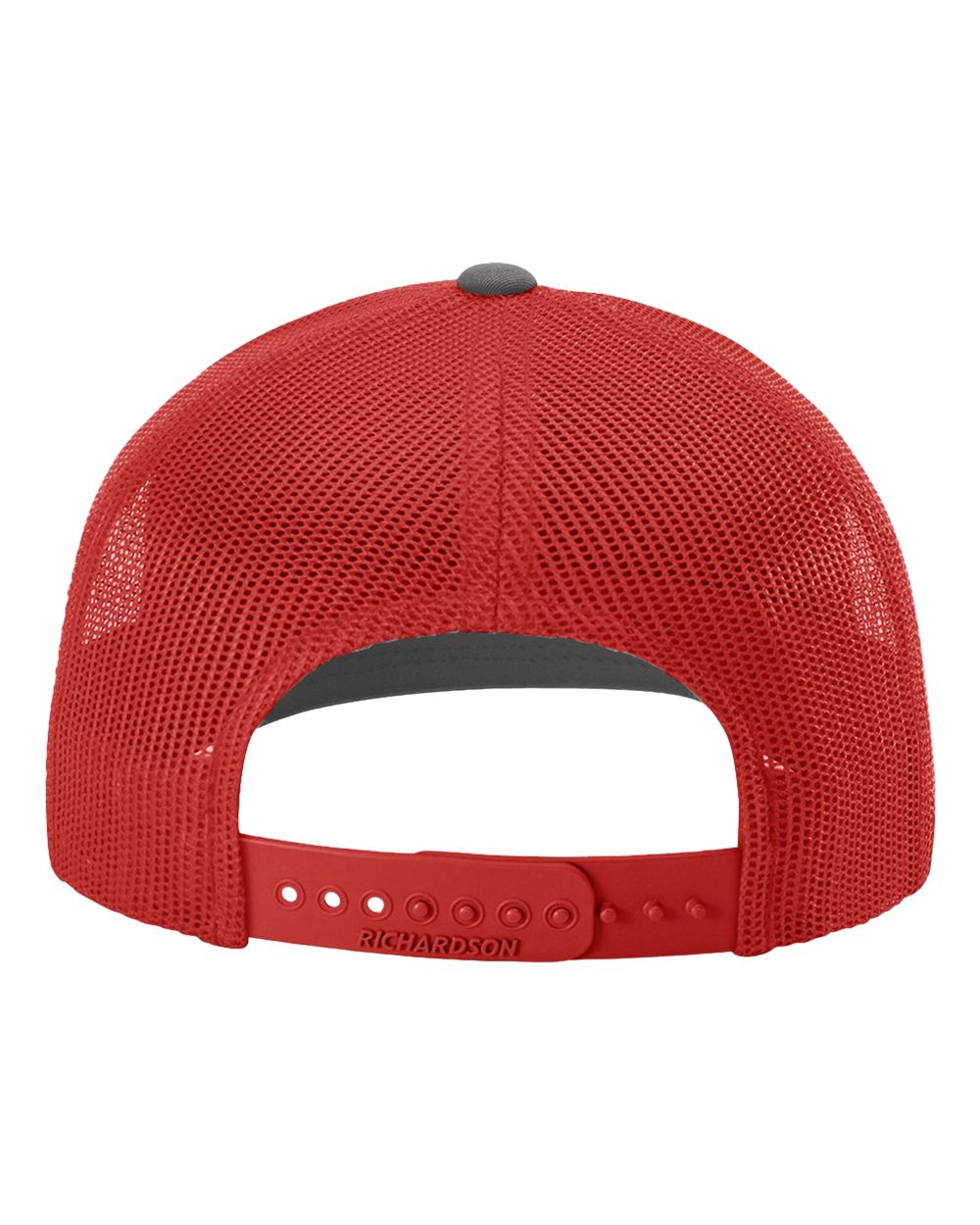 Rear View of Charcoal/ Red Snapback Trucker Cap - 112