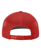 Rear View of Charcoal/ Red Snapback Trucker Cap - 112