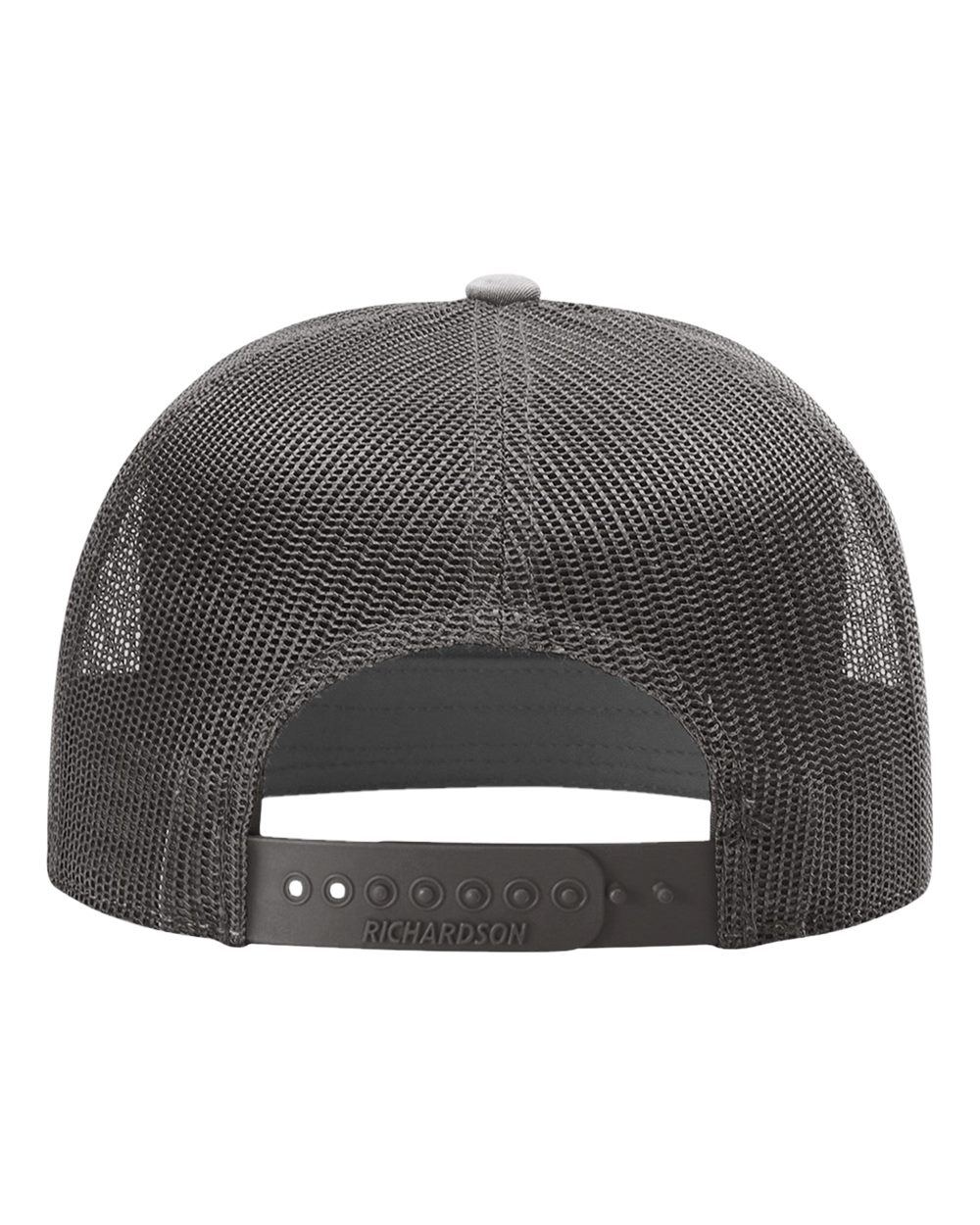 Rear View of Charcoal Seven-Panel Trucker Cap - 168