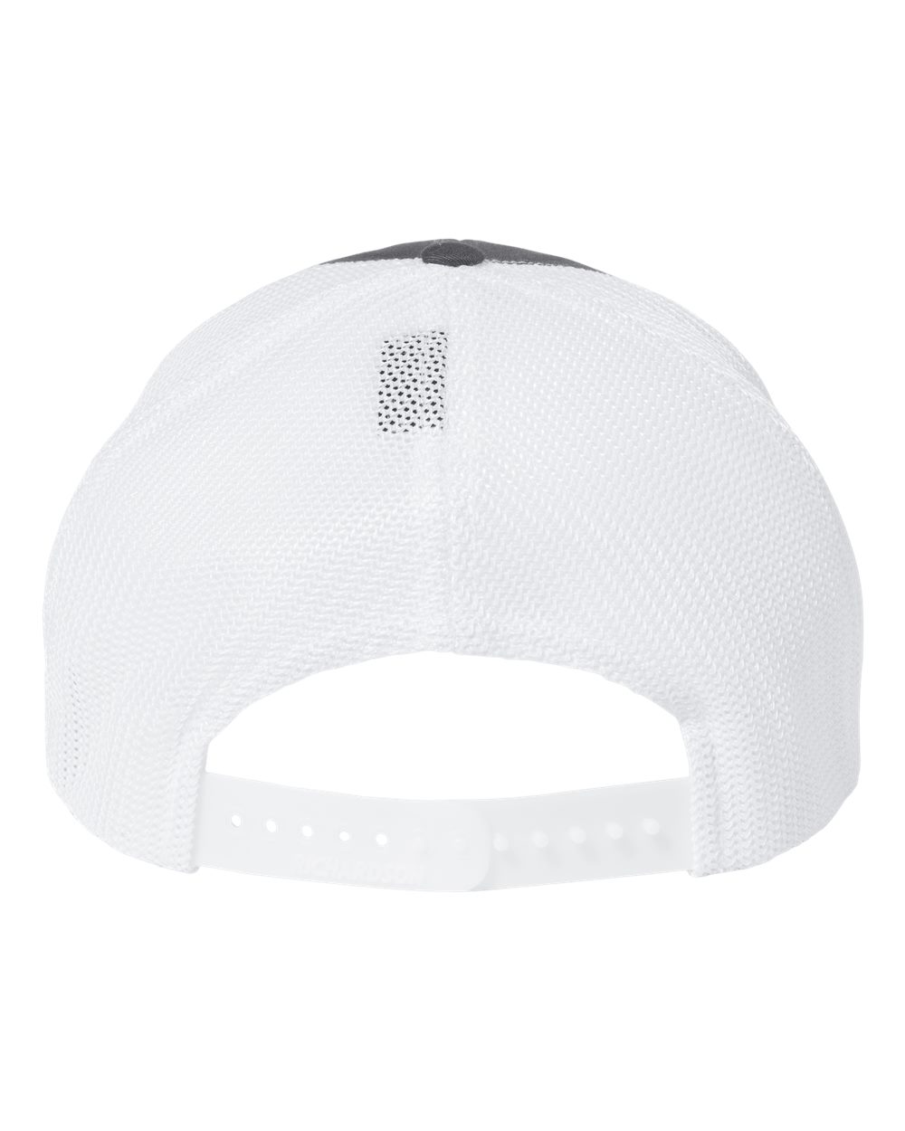 Rear View of Charcoal/ White 112+ R-Flex Adjustable Trucker Cap - 112PL