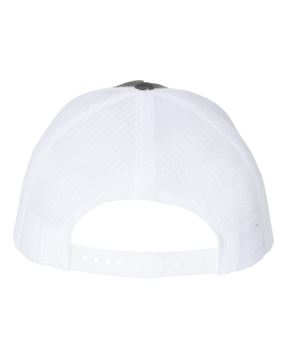 Rear View of Charcoal/ White Five-Panel Trucker Cap - 112FP