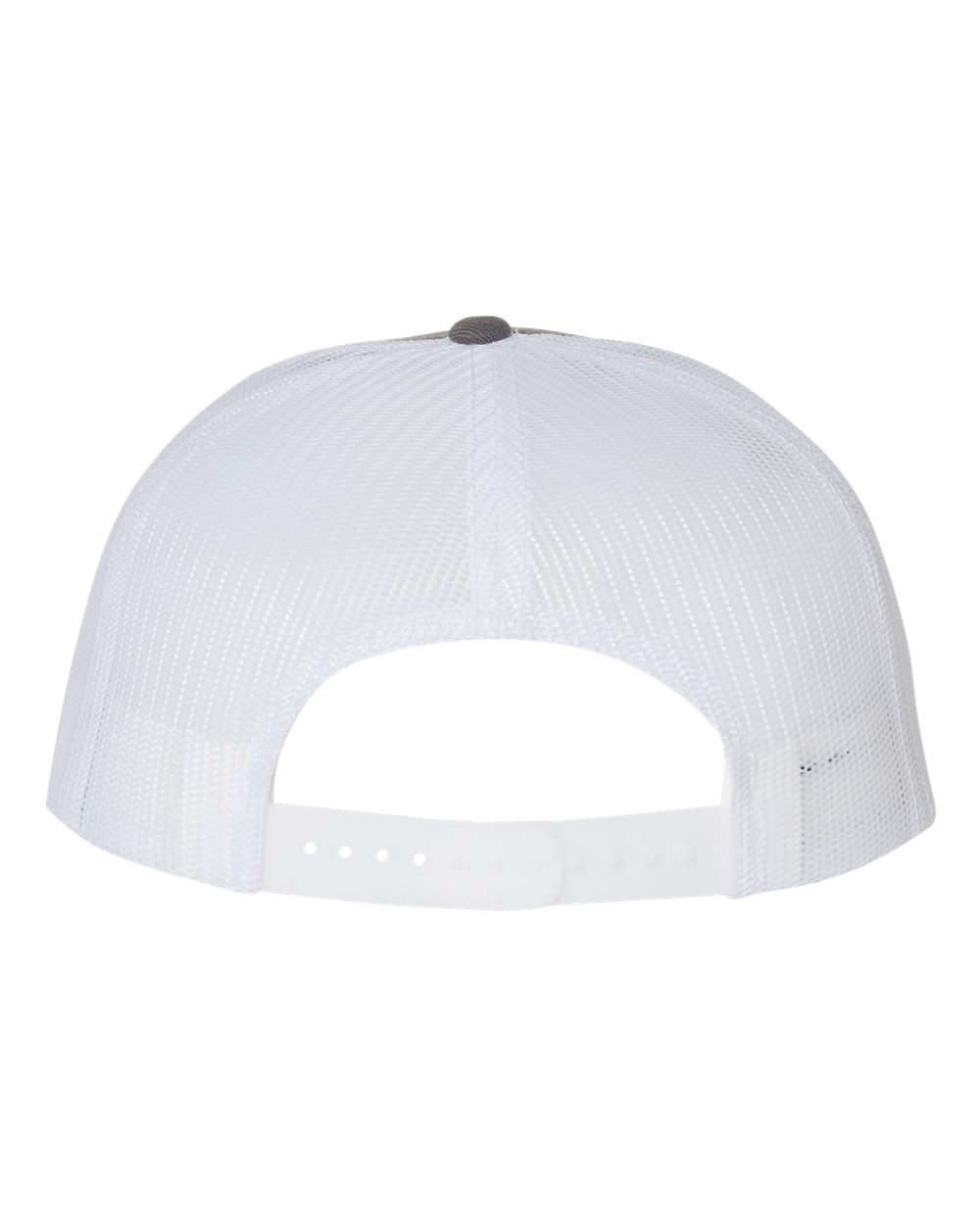 Rear View of Charcoal/ White Wool Blend Flat Bill Trucker Cap - 511
