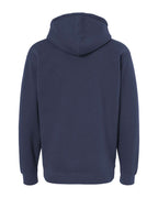Rear View of Classic Navy Heavyweight Hooded Sweatshirt - IND4000