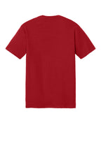 Rear View of Classic Red District Perfect Tri Tee. DM130