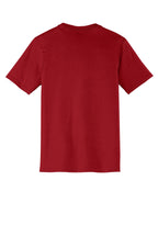 Rear View of Classic Red District Very Important Tee V-Neck. DT6500