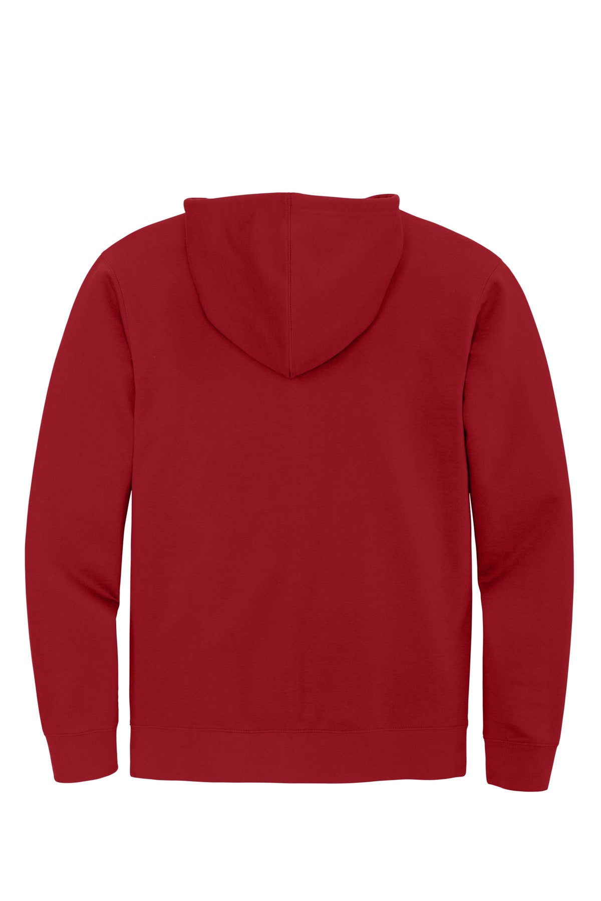 Rear View of Classic Red District V.I.T. Fleece Full-Zip Hoodie DT6102