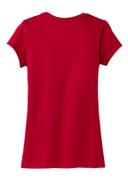 Rear View of Classic Red District Women's Fitted Very Important Tee . DT6001