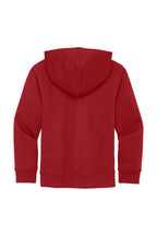 Rear View of Classic Red District Youth V.I.T. Fleece Hoodie DT6100Y