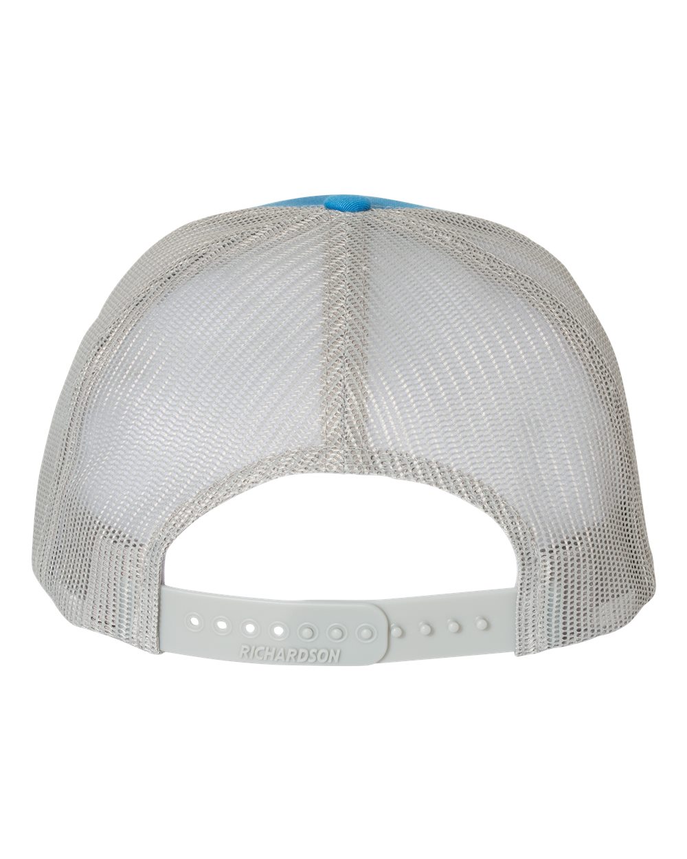 Rear View of Cobalt Blue/ Grey Five-Panel Trucker Cap - 112FP