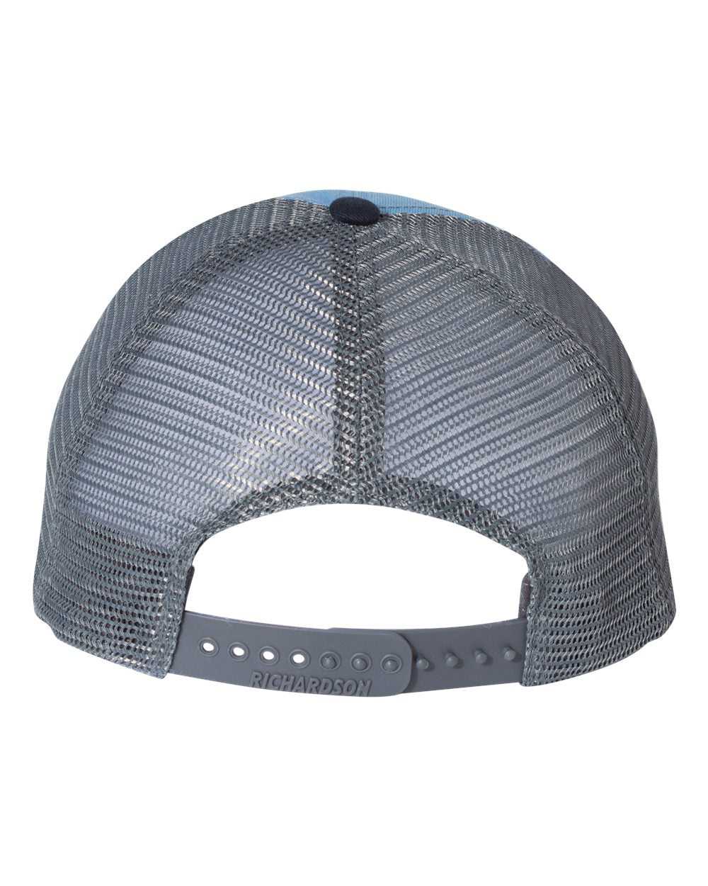 Rear View of Columbia Blue/ Charcoal/ Navy Garment-Washed Trucker Cap - 111