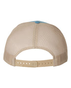 Rear View of Columbia Blue/ Khaki Snapback Trucker Cap - 112