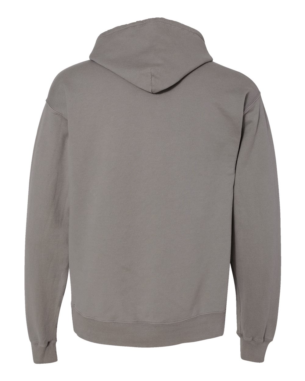 Rear View of Concrete Grey Garment-Dyed Hooded Sweatshirt - GDH450