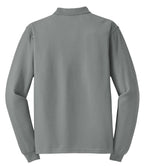 Rear View of Cool Gray Port Authority Silk Touch Long Sleeve Polo. K500LS