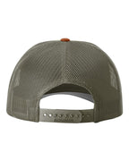 Rear View of Cream/ Loden Green/ Dark Orange Low Pro Trucker Cap - 115
