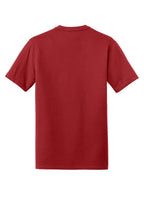 Rear View of Crimson New Era Heritage Blend Crew Tee. NEA100