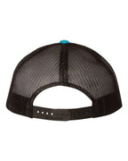 Rear View of Cyan/ Black Low Pro Trucker Cap - 115