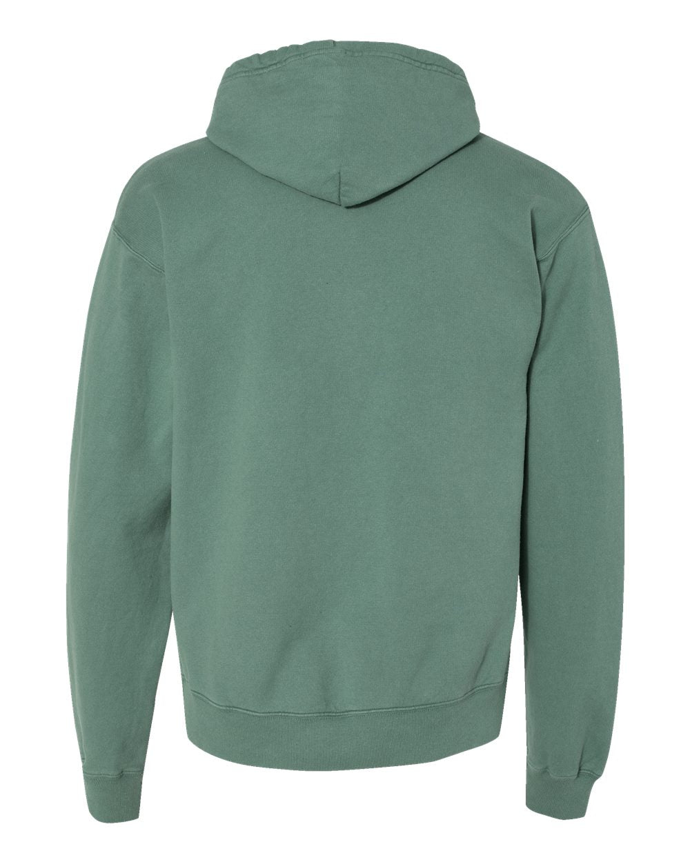 Rear View of Cypress Green Garment-Dyed Hooded Sweatshirt - GDH450