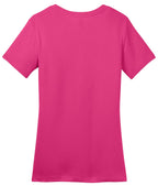 Rear View of Dark Fuchsia District Women's Perfect Weight Tee. DM104L