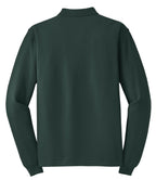 Rear View of Dark Green Port Authority Silk Touch Long Sleeve Polo. K500LS