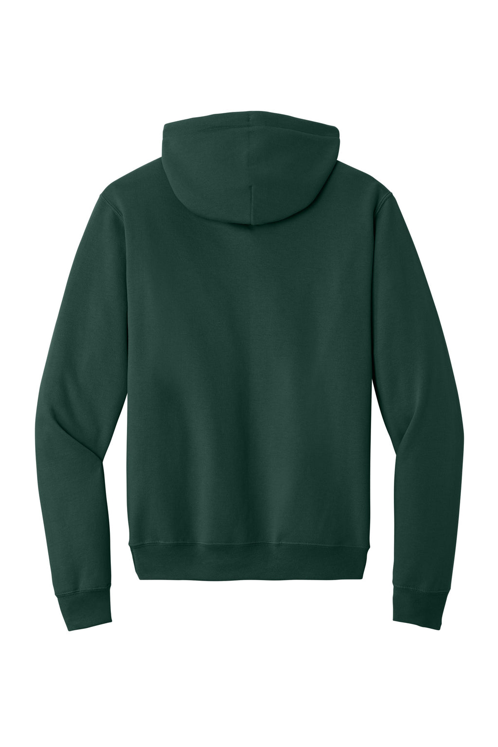 Rear View of Dark Green Port & Co Core Fleece Pullover Hooded Sweatshirt. PC78H