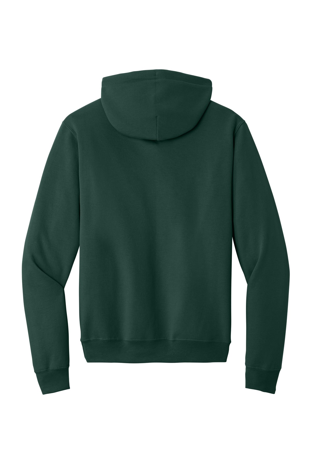 Rear View of Dark Green Port & Co Core Fleece Pullover Hooded Sweatshirt. PC78H