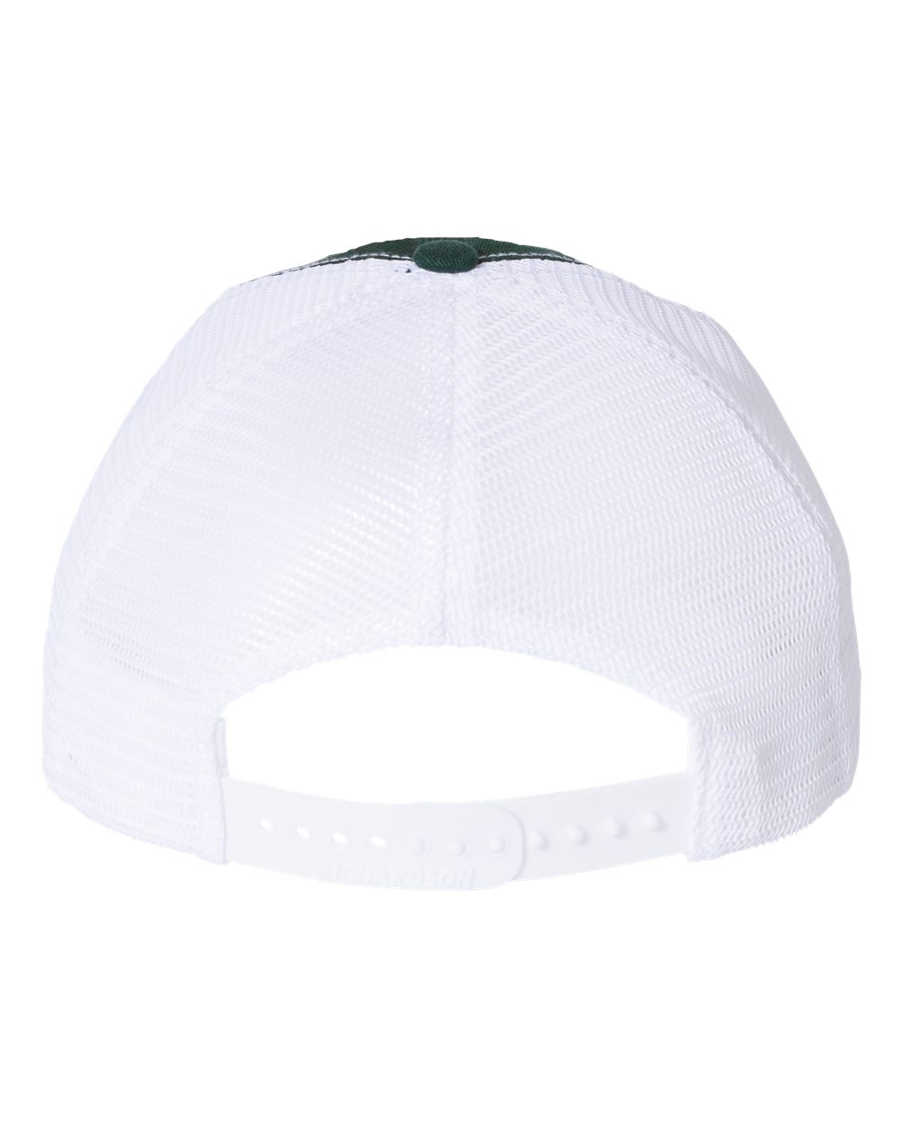 Rear View of Dark Green/ White Garment-Washed Trucker Cap - 111