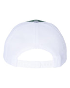 Rear View of Dark Green/ White/ Heather Grey Snapback Trucker Cap - 112