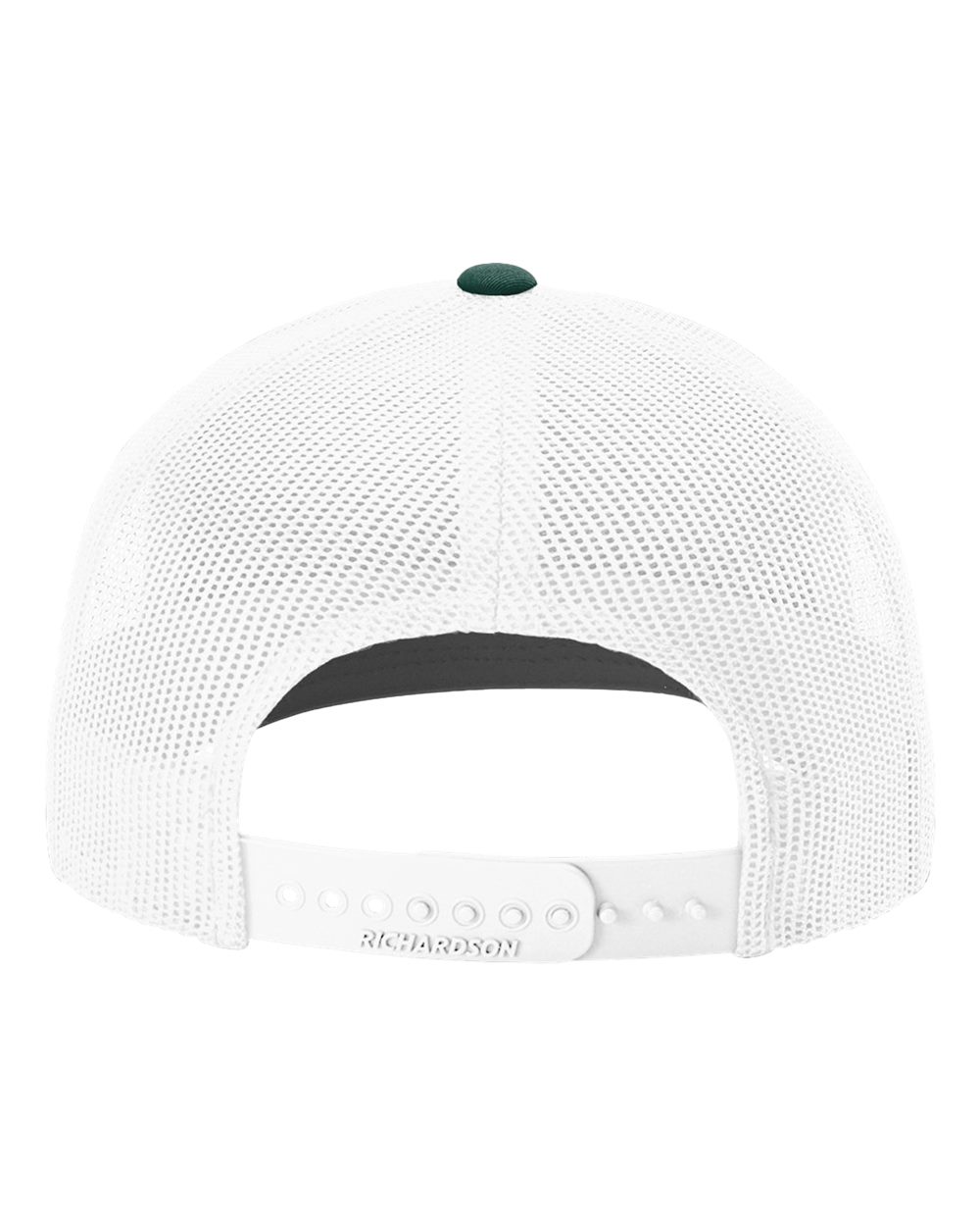 Rear View of Dark Green/ White Snapback Trucker Cap - 112
