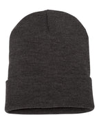 Rear View of Dark Grey Cuffed Beanie - 1501KC