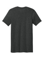 Rear View of Dark Grey Ht BELLA+CANVAS Unisex Heather CVC Short Sleeve Tee. BC3001CVC