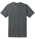 Rear View of Dark Heather Gildan DryBlend 50 Cotton/50 Poly T-Shirt. 8000