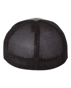Rear View of Dark Heather Grey/ Black Mélange Trucker Cap - 6311