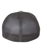 Rear View of Dark Heather Grey/ Charcoal Mélange Trucker Cap - 6311