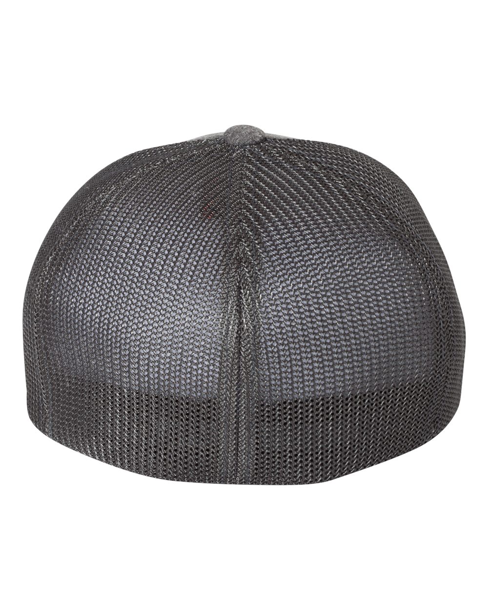 Rear View of Dark Heather Grey/ Charcoal Mélange Trucker Cap - 6311