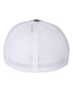 Rear View of Dark Heather Grey/ White Mélange Trucker Cap - 6311