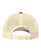 Rear View of Dark Orange/ Birch/ Patriot Blue Low Pro Trucker Cap - 115