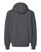 Rear View of Dark Oxford Crossfire Heavyweight Power Fleece Hooded Jacket with Thermal Lining - 7033