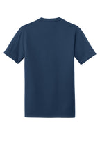 Rear View of Dark Royal New Era Heritage Blend Crew Tee. NEA100