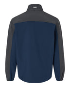 Rear View of Deep Blue/ Charcoal Motion Soft Shell Jacket Tall Sizes - 5350T