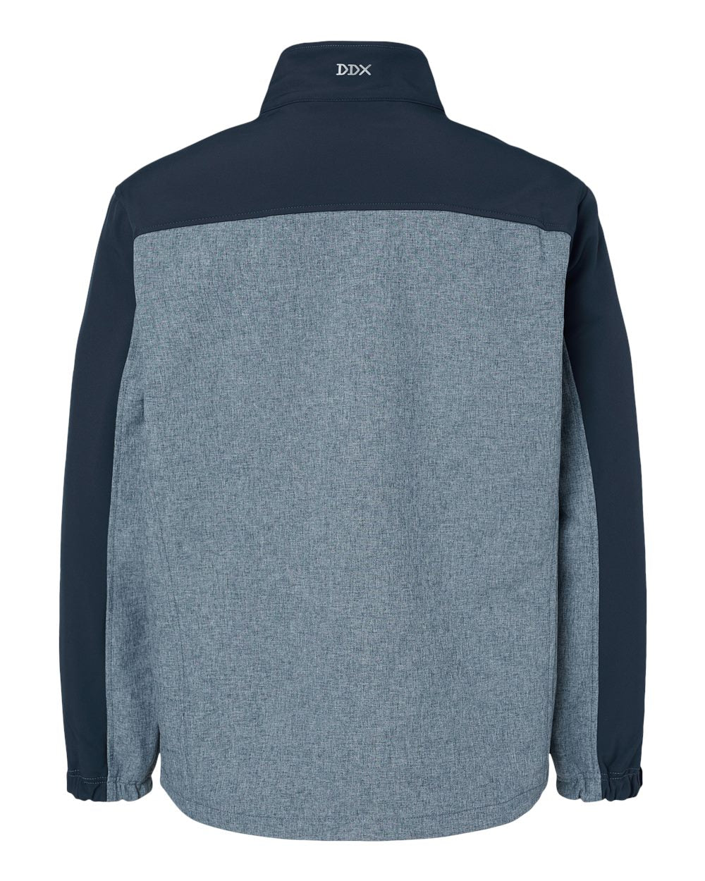 Rear View of Deep Blue Heather/ Deep Blue Motion Soft Shell Jacket - 5350